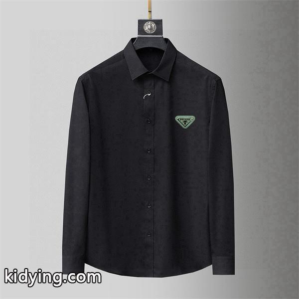 都会的 上質素材 クリーンライン ベーシック シャツ PRADA プラダ コピー-2