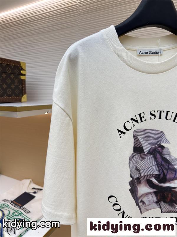 好評発売 ブラウン 立体ロゴ ゆったり カジュアル ACNE STUDIOS アクネ ストゥディオズ コピー 半袖Tシャツ-4
