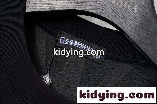 激安 刺繍Tシャツ クロムハーツ コピー CHROME HEARTS クロス刺繍 ブラック ホワイト 半袖 ビッグシルエット ストリート系 ユニセックス フラワークロス バックデザイン 高見え 夏コーデ-3