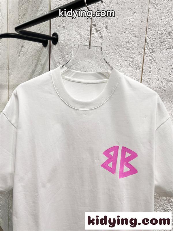 白Tシャツ 半袖 バレンシアガ コピー ピンク 手描き風 Balenciaga シンプル ストリート グラフィティ風-6