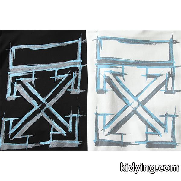 Off-White オフホワイト コピー アート感際立つ ハンドドロー風 クロス バックプリント パーカー-2