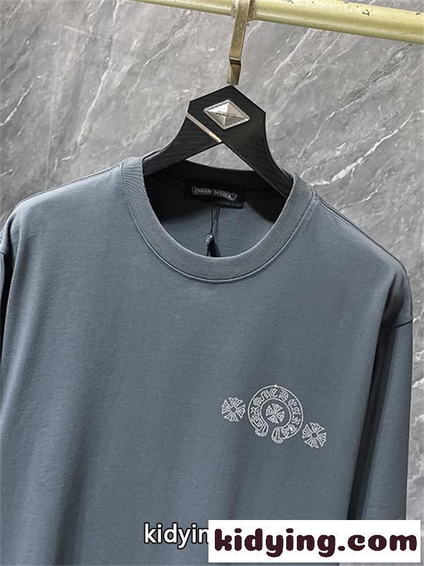 ホワイト 半袖Tシャツ Chrome Hearts クロムハーツ コピー 胸元サークルロゴ クルーネック シンプルカジュアル-8