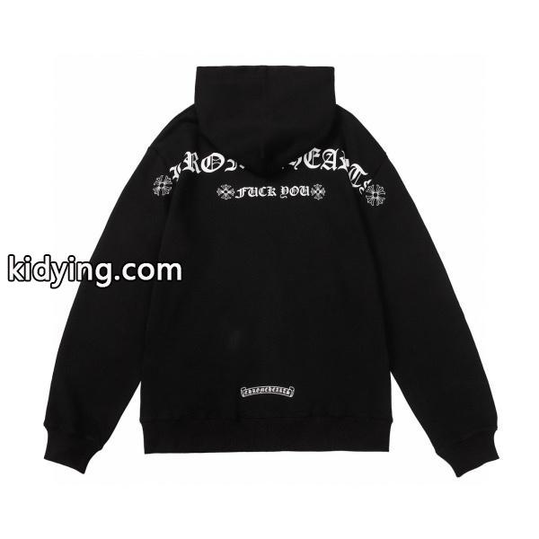 クロムハーツ スーパーコピー ジップパーカー 高雅 シンプル ゴシックロゴ ブラック CHROME HEARTS-0