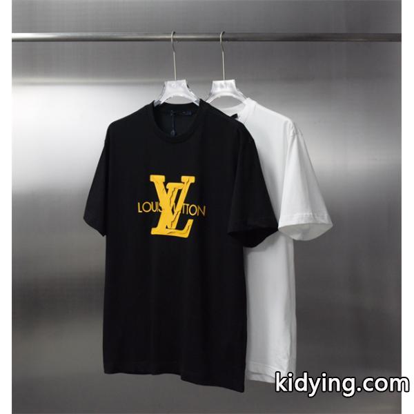 低価格で販売するLOUIS VUITTONルイヴィトン激安通販メンズプリントされたトップス半袖クルーネックTシャツブラック、ホワイト2色-0