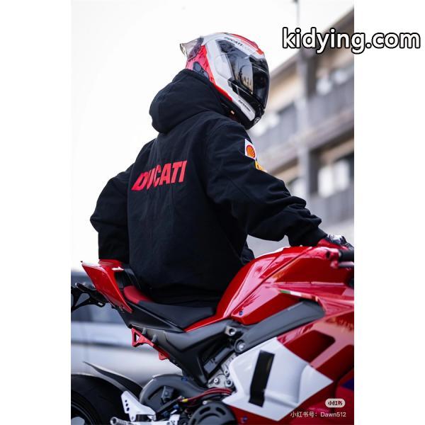 Supreme×DUCATI 激安 SS24 レーシングフーディージャケット 男女兼用 ダブルポケット ジップアップ 外套-2