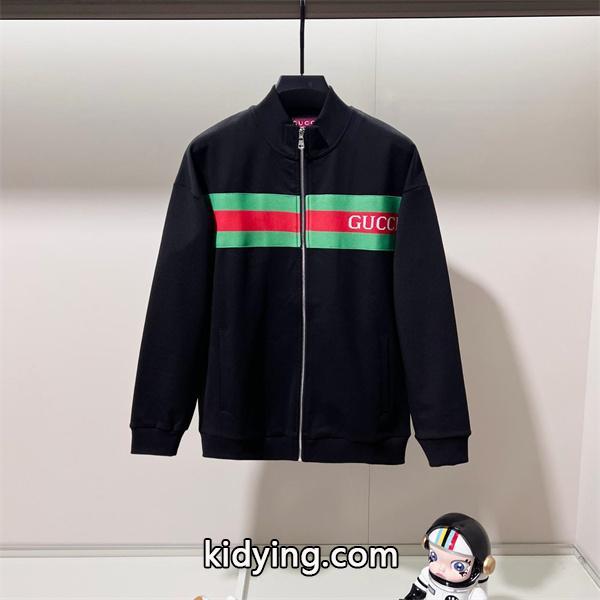 グッチ コピー 2025秋冬 大人モード ブラック GUCCI ロゴライン ジップアップジャケット-0