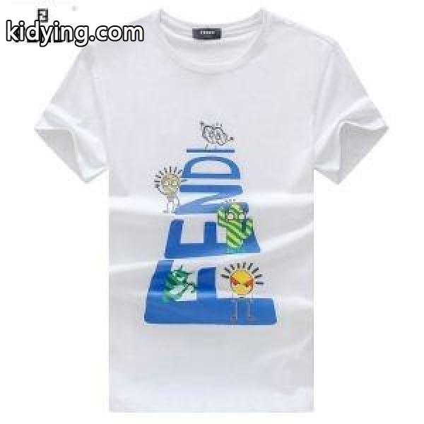 限定セール新作登場質感のいいTシャツ夏場トップスきれいなプリント黒白赤色ブルーFENDIフェンディ tシャツ コピー-3