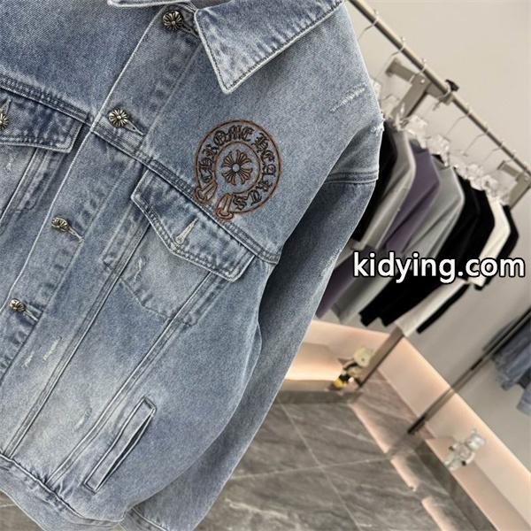 クロムハーツ スーパーコピー 上品 シック デニムジャケット クラシックロゴ 刺繍入り CHROME HEARTS-1