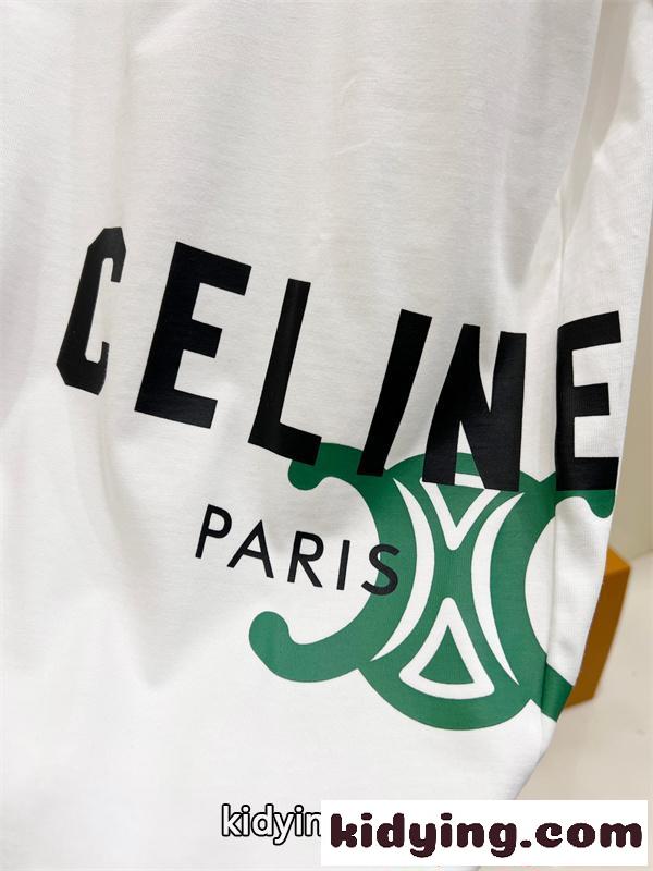 新着 ホワイト ロゴプリント CELINE セリーヌ コピー シンプル 軽やか 半袖Tシャツ-4