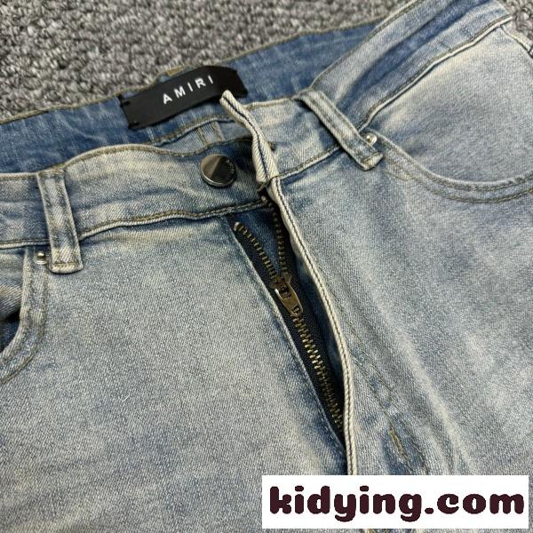 AMIRI アミリ デニムパンツ メンズ ライトブルー ダメージジーンズ クラッシュ加工 ヴィンテージウォッシュ 細身シルエット ユニセックス-4