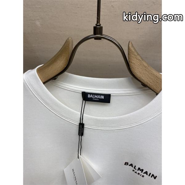 BALMAIN コピー 秋冬日常ベーシック 定番 ブラック × ホワイト 2 色 円领 ミニロゴ 長袖T シャツ バルマン-2