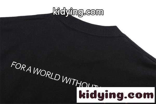激安 メンズ Tシャツ ブラック 半袖 ロゴプリント WFP World Food Programme コラボ クルーネック カジュアル ストリート 夏人気 バレンシアガ コピー BALENCIAGA-3