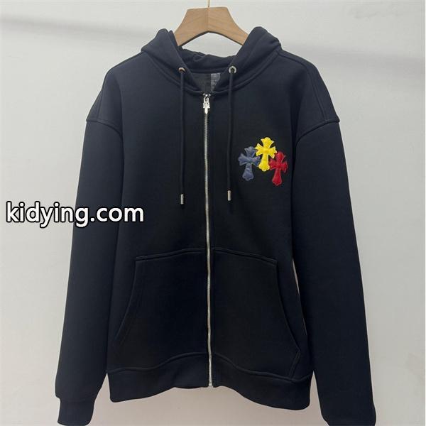 季節限定 ブラック カラフル クロス刺繍デザイン Chrome Hearts クロムハーツ スーパーコピー パーカー 裏起毛-0