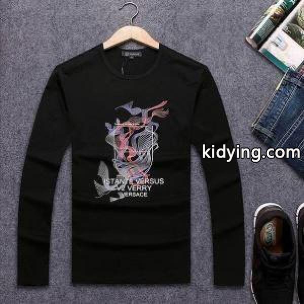 肌触りの良いヴェルサーチメンズ 長袖ＴシャツVERSACEプリントカットソーインナートップス-0