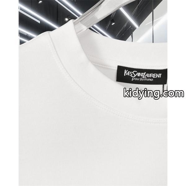SAINT LAURENT コピー 秋冬ベーシック万能 ブラック ミニロゴ ロングスリーブ T シャツ サンローラン-4