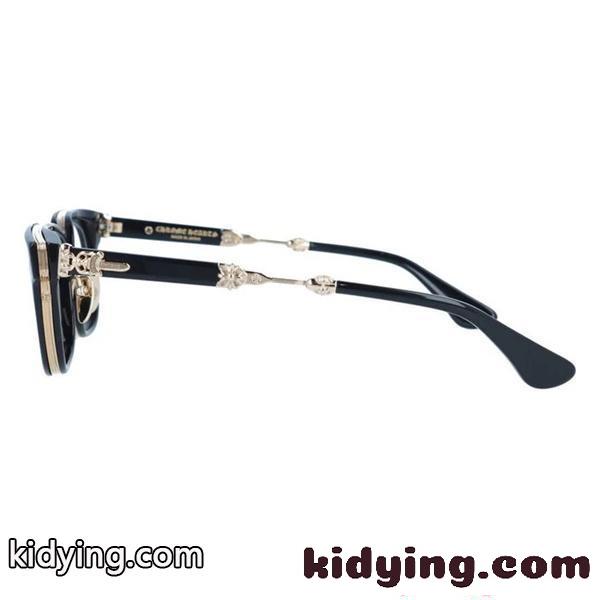 クロムハーツ Chrome Hearts DUCK BUTTER コピー メガネ フレーム メンズ レディース ボストン風 ブラック ゴールドテンプル クラシック 高級感-2