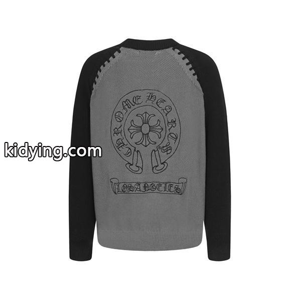 限定感漂う ホワイト × ブラック 本格派ロゴ 2025秋冬コーデ注目 クロムハーツ 偽物 Chrome Hearts ニットセーター-3