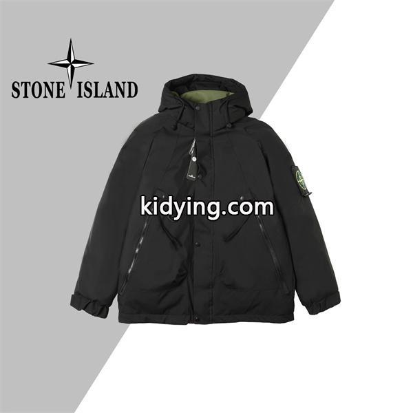 ブラック 高耐久素材 防風強化 ハイスペックフーデッド ダウンジャケット STONE ISLAND ストーンアイランド コピー-1