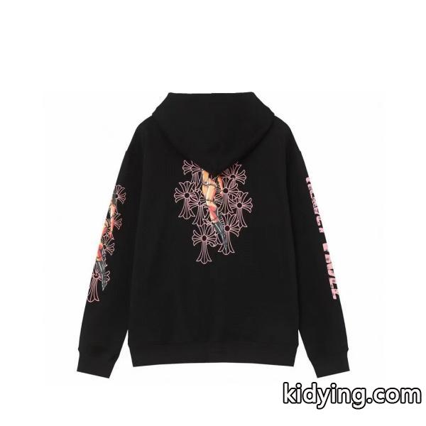 クロムハーツ コピー ジップパーカー クール ピンクロゴ クロスデザイン 人気 CHROME HEARTS-0