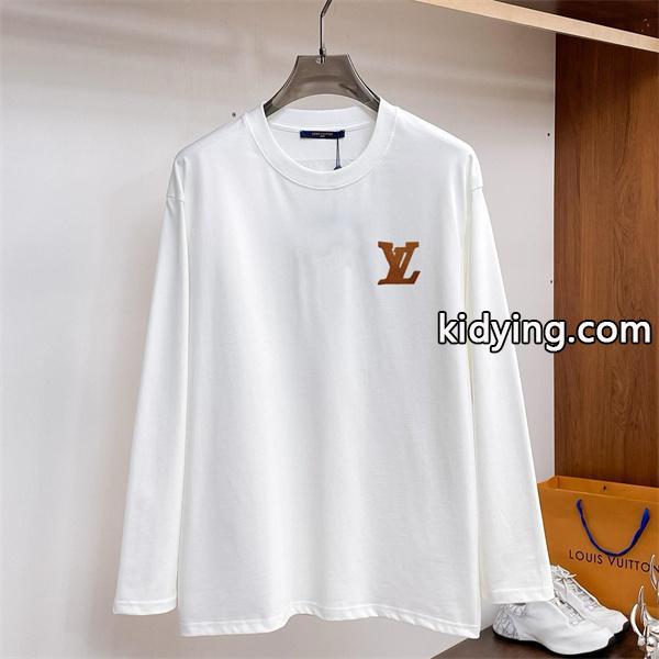 LOUIS VUITTON スーパーコピー クラシックテイスト 長袖Tシャツ ブラウンLVロゴ ルイヴィトン-0