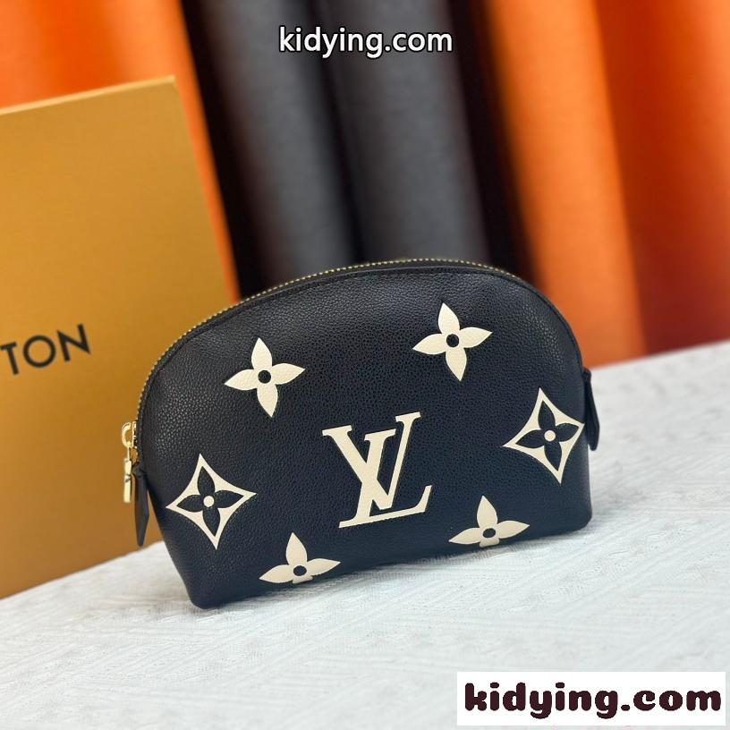 ミニコスメポーチ ブラック ホワイトプリント Louis Vuitton ゴールドジッパー 軽量 コンパクト ルイヴィトン-0