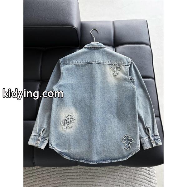 2025秋冬新作 ブラック クロス デニムシャツ刺繍デザイン Chrome Hearts クロムハーツ スーパーコピー-2
