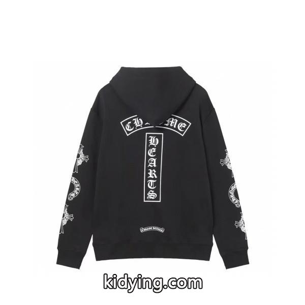 CHROME HEARTS 偽物 ジップパーカー 定番 スタイリッシュ ホワイトロゴ クラシック クロムハーツ-1