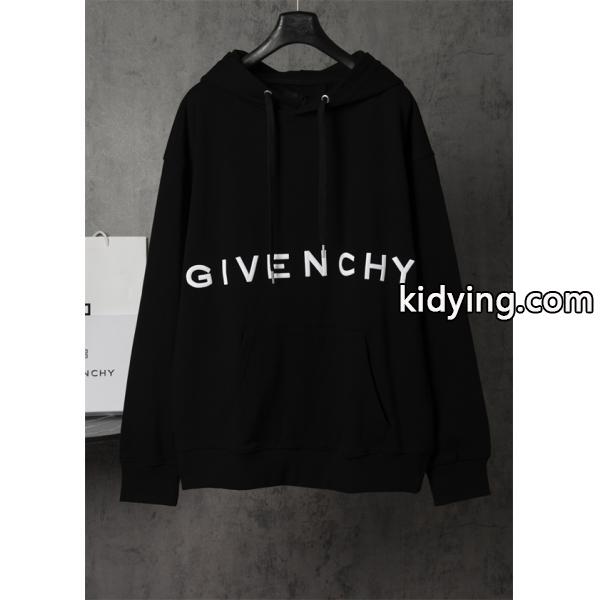 ジバンシー GIVENCHY コピー 秋冬クリーン 高級な 定番 ホワイト ブラックロゴ パーカー-1