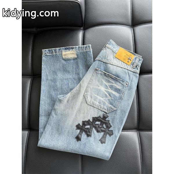 Chrome Hearts クロムハーツ 新作 グレー クロス刺繍デザイン コピー デニムパンツ 洗練-7