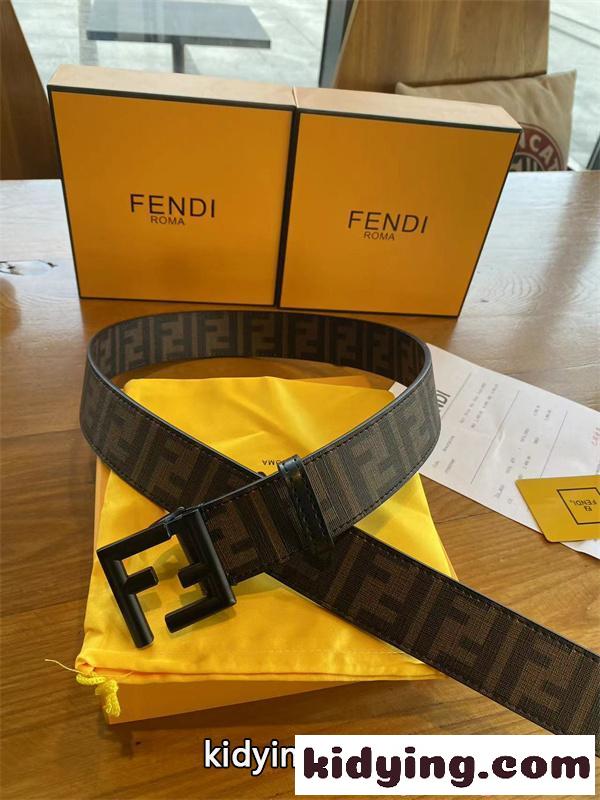 FENDIフェンディベルトコピー正規店同様 幅4.0cm 両面使用可能 FFリベル留め Cuoio Romanoレザー素材-7