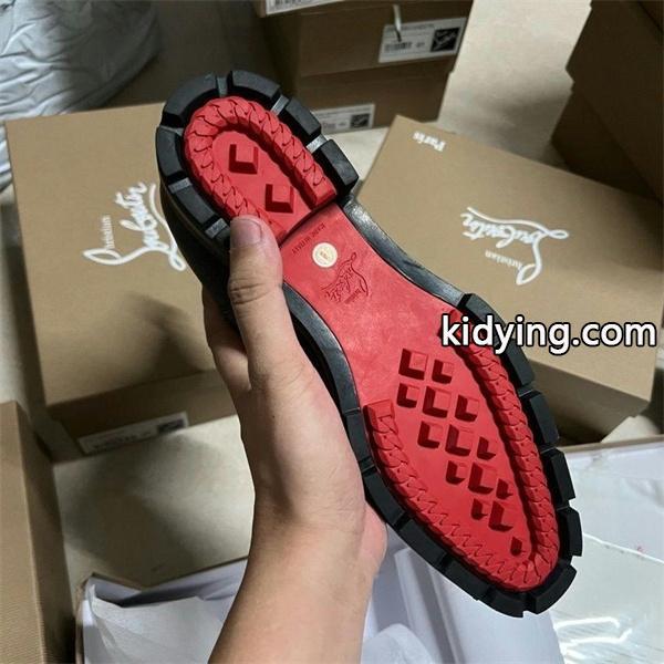 Christian Louboutin 激安 チェルシーブーツ メンズ レッドソール サイドゴアブーツ 尖頭 マーティンブーツ 本革 厚底 ブラック-1