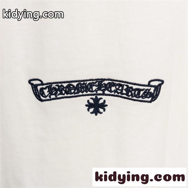 激安 半袖トップス レザークロス クロムハーツ コピー Chrome Hearts 切替Tシャツ バックロゴ ビッグシルエット 快適コットン カジュアル ストリート 韓国風 男女兼用 おしゃれ-11