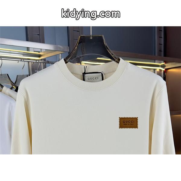 GUCCI スーパーコピー レザーパッチ ラウンドカラー スウェット パーカー シック ブラック グッチ-1