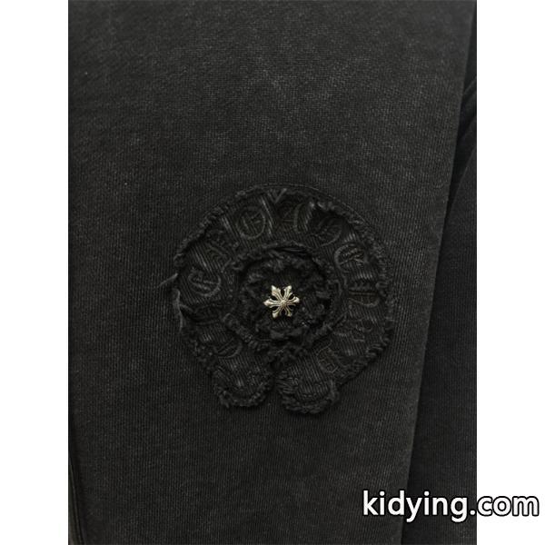 Chrome Hearts クロムハーツ 新作シーズン限定 ブラック ヴィンテージ クロス刺繍デザイン 偽物 パーカー 裏起毛-2