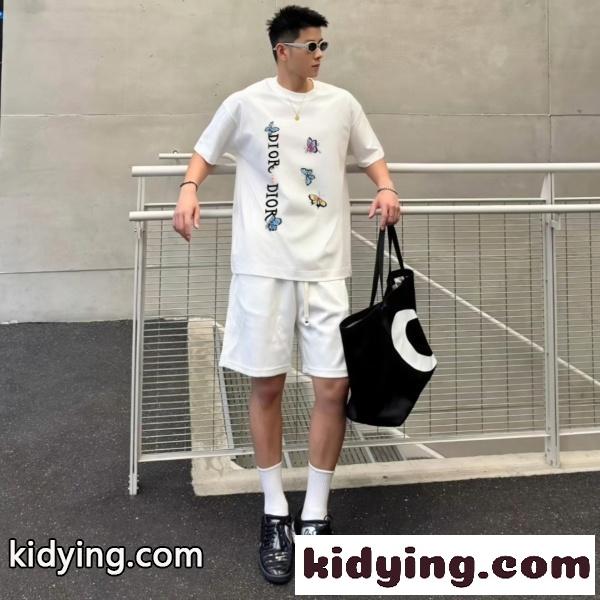 2026春夏新作ディオール蝶モチーフプリント半袖Tシャツゆったりクルーネック個性派デザイン-2