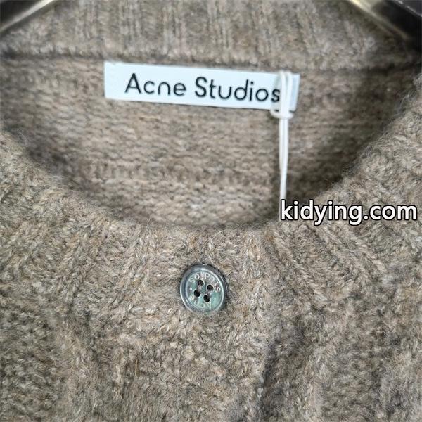 Acne Studios 激安 レディース マルチレイヤー風 カーディガン マフヘア混紡 格子シャツ切替 フェイクレイヤード ニットジャケット 25FW-3