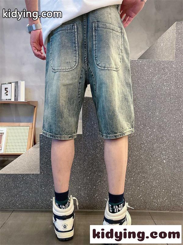 ラックデニム ショートパンツ Chrome Hearts クロスパッチ装飾 クロムハーツ コピー カットオフ裾 レッドホワイト ワイドポケット-3