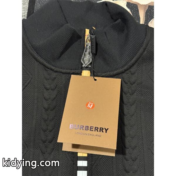 秋冬 ブラックBURBERRY バーバリー コピー  注目度高め 立体編み込み トラック ジャケット-1