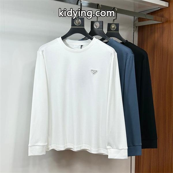 PRADA 偽物 長袖Tシャツ ベーシック スタイリッシュ クラシック トライアングル プラダ-0