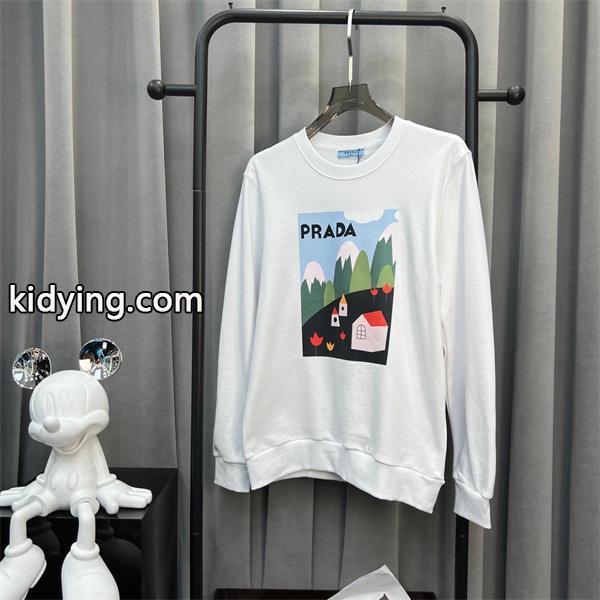 Prada プラダ 2025秋冬限定 ホワイト グラフィックプリントデザイン 柔らか カジュアル 偽物 スウェット-0