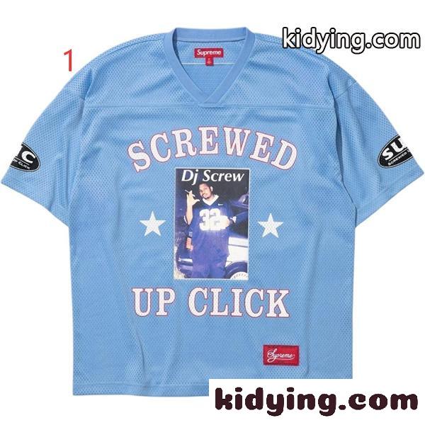 イトブルー メッシュジャージー Supreme SCREWED UP CLICK シュプリーム コピー フォトプリント 半袖 オーバーサイズ風-1