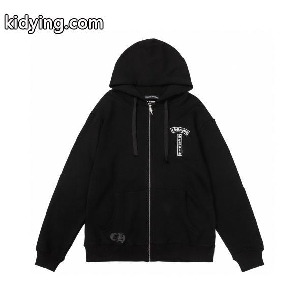 クロムハーツ スーパーコピー ジップパーカー 高雅 シンプル ゴシックロゴ ブラック CHROME HEARTS-1