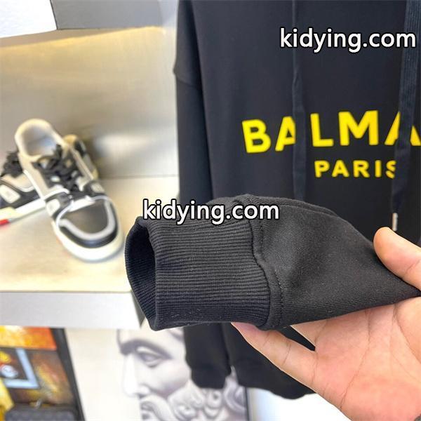 BALMAIN 偽物 秋冬 ストリートシャープ トレンディ ホワイト 連帽 大字母プリント スウェット バルマン-3