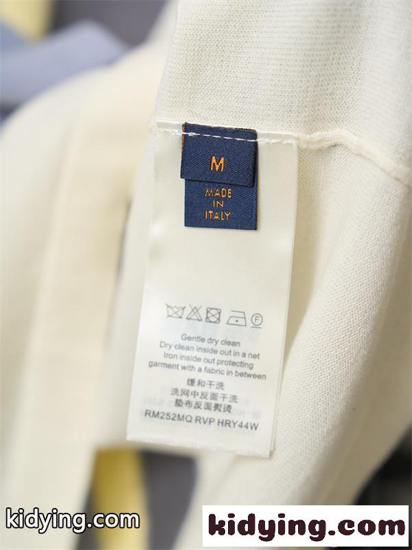 撞色ニット ルイ・ヴィトン スーパーコピー 半袖Tシャツ 立体LVロゴ 浮き彫りデザイン グレー ブルー クリーム 夏 上品 Louis Vuitton-8