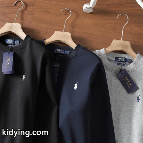 ブラック × ネイビー × グレー 円领 スウェット ポロラルフローレン POLO RALPH LAUREN 偽物 秋冬日常 シンプル ユニセックス-7