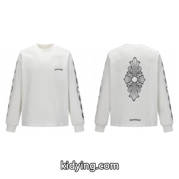 クロムハーツ 偽物 クラフト感 重視 シックデザイン 長袖Tシャツ バッククロスモチーフ CHROME HEARTS-3