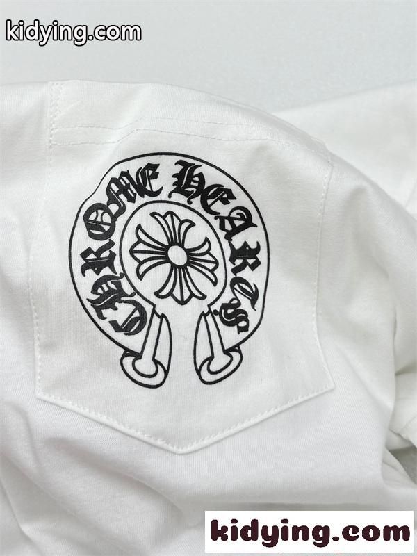 Chrome Hearts 胸ポケット ホワイト クロムハーツ スーパーコピー Tシャツ ロゴプリント モード カジュアル-3