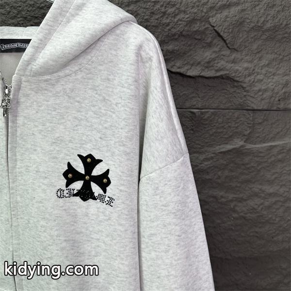 ジップ CHROME HEARTS クロムハーツ コピー パーカー ブラック 控えめ トレンド 売れ筋-4