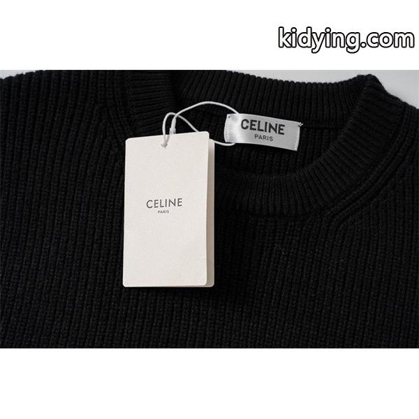 最新コレクション モダンブラック セリーヌ CELINE 偽物 2025秋冬ロゴ ニット セーター-4
