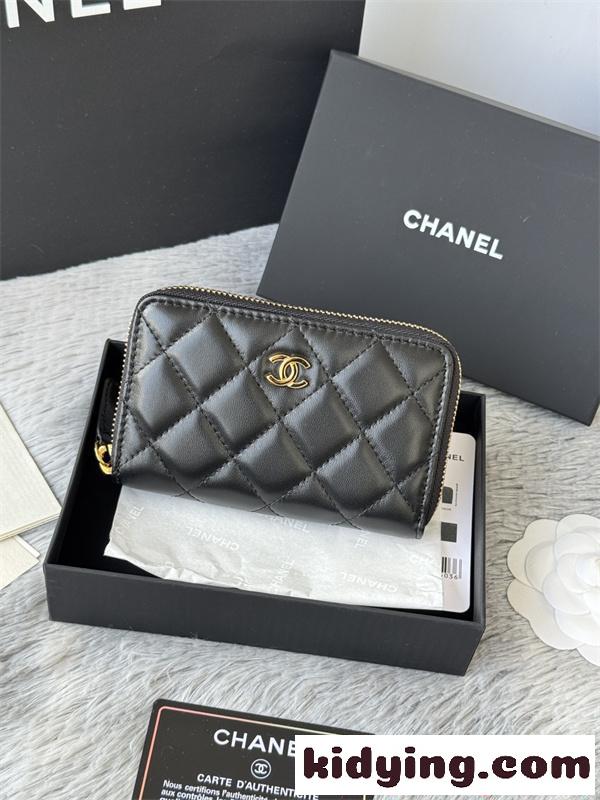 CHANEL シャネル コピー 財布 エレガント レザー ラウンドジップ ミニウォレット ブラック 高級感-1